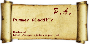 Pummer Aladár névjegykártya